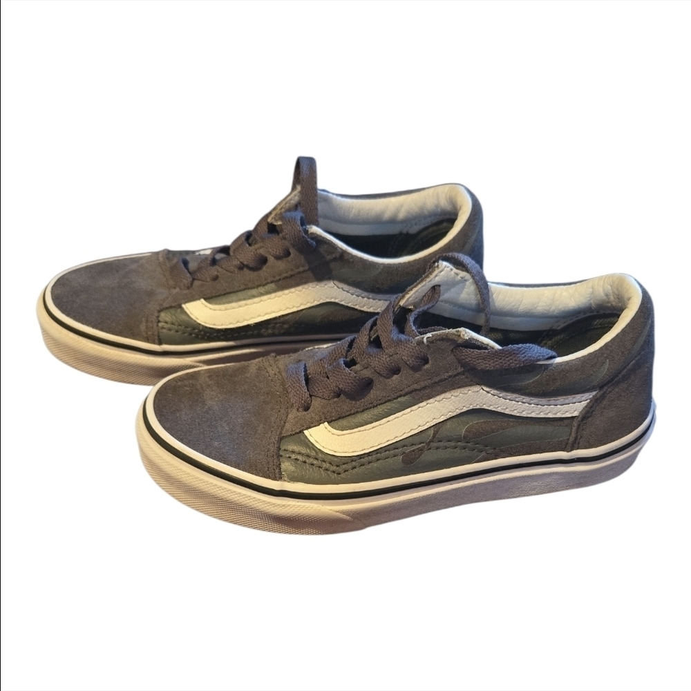 Vans Kids Old Skool Canvas Suede Sneakers Charcoal Grey Size 1 Youth EUC